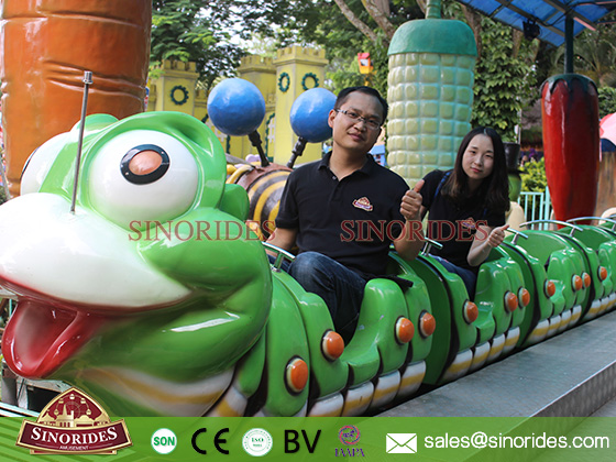 Profitable kids amusement park ride fruit caterpillar wacky worm