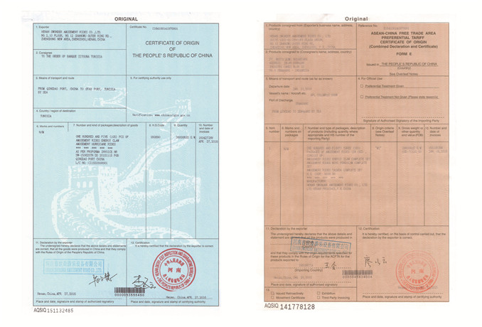 Certificate of Origin